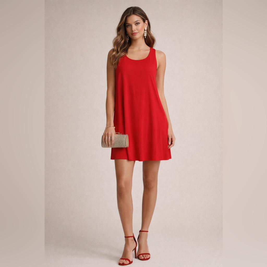 Alice + Olivia Red Flowy Knit Dress | Mesh Lining | Approx. Medium